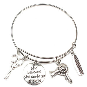 Sophisticated Cosmetologist Lover Hairstylist Teacher Charm Profession Bangle