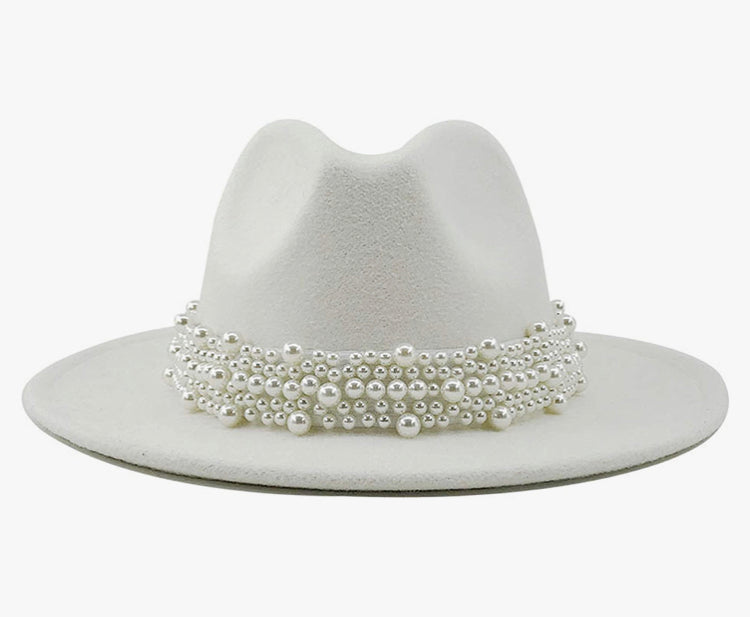 The Diva White Pearl Fedora Hat