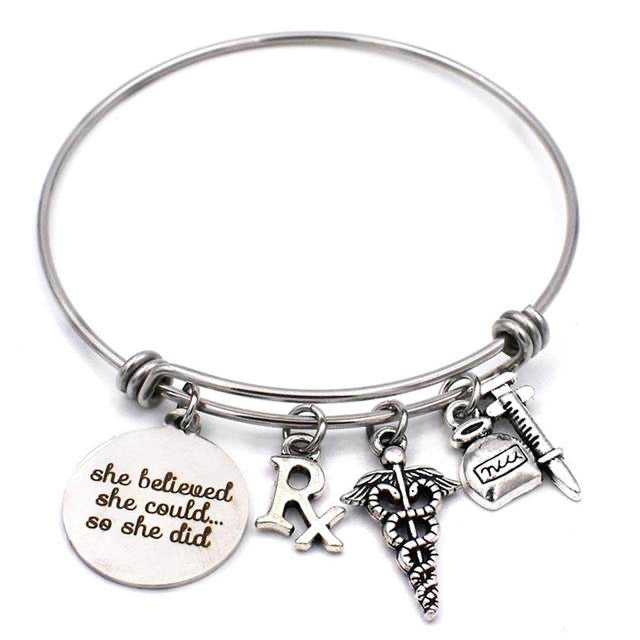 Sophisticated Pharmacist Lover Charm Profession Bangle